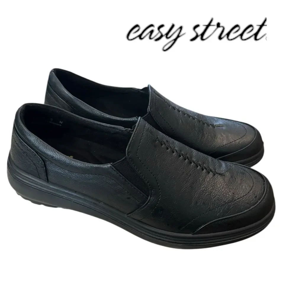 New Easy Street Ultimate Black Women's Slip-On Flats Loafers 9 9N